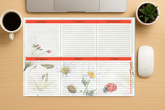 "Office week organizer deskpad with Monday to Friday layout"