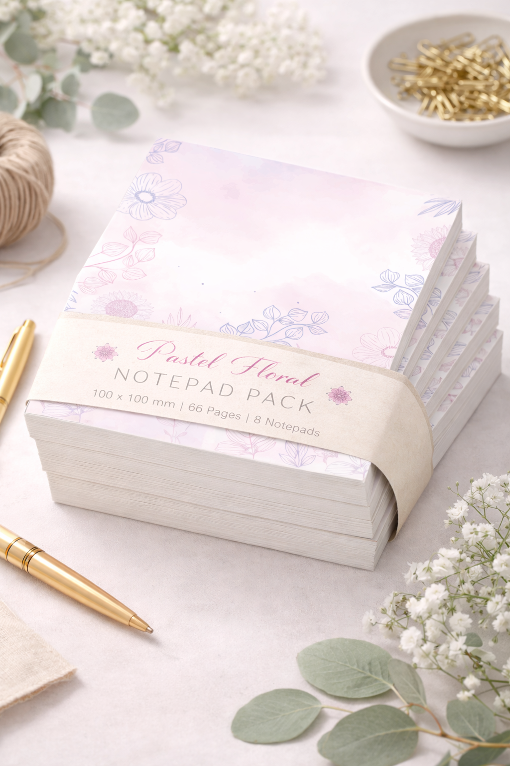Pastel floral notepad pack
