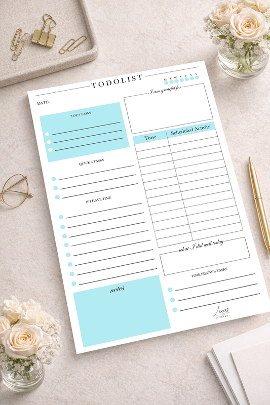 "Daily planner notepad with 100 tear-off pages