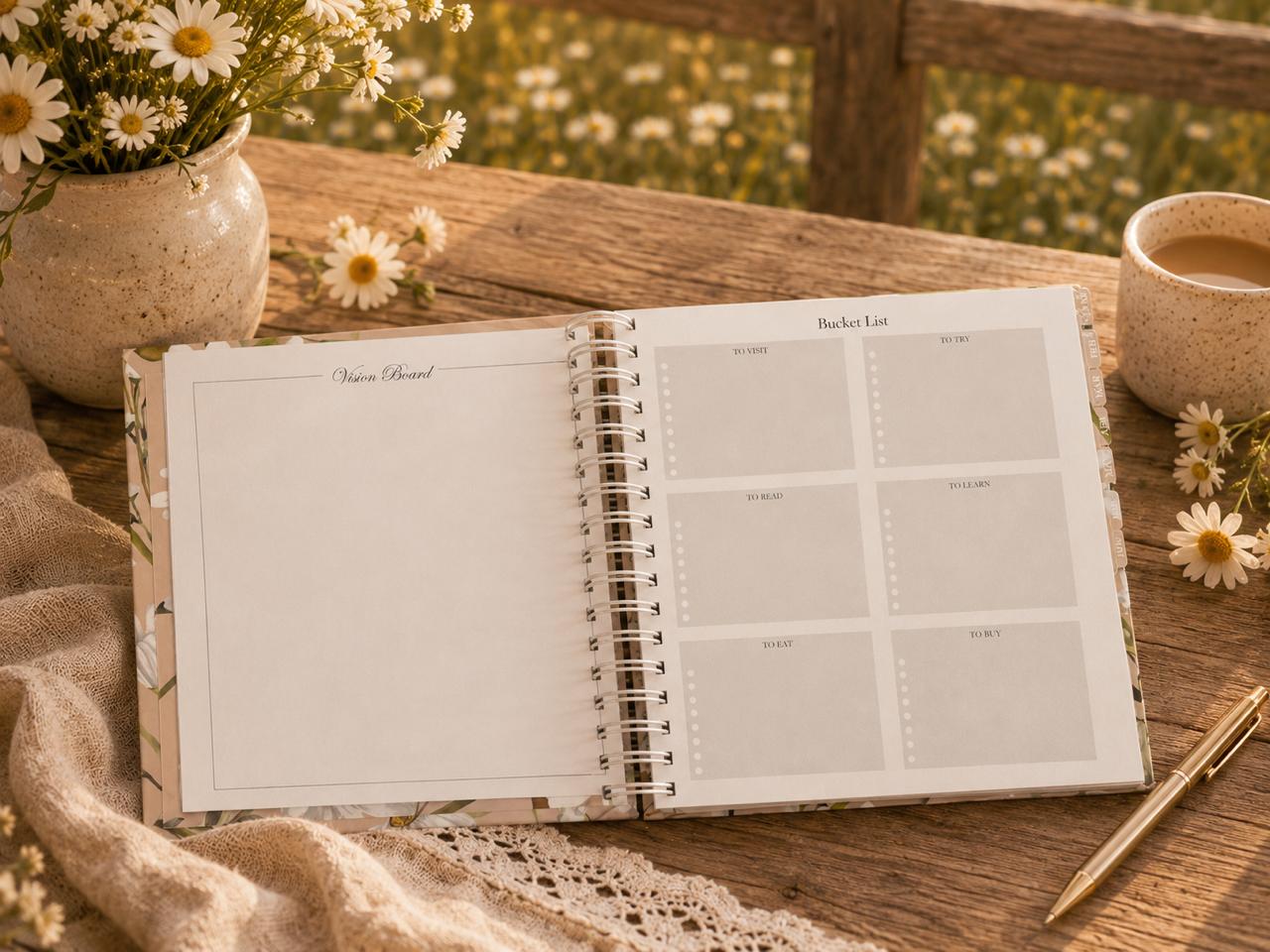 2027 Classic Beige Floral Diary