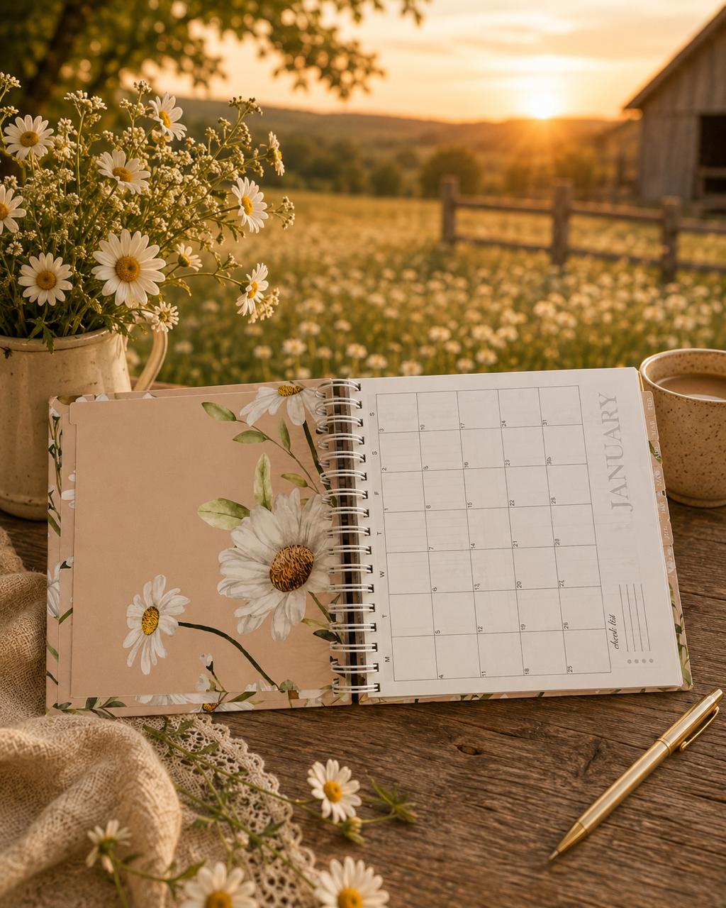 2027 Classic Beige Floral Diary