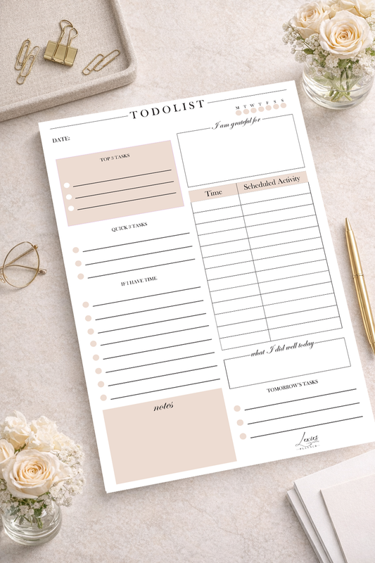 "Daily planner notepad with 100 tear-off pages
