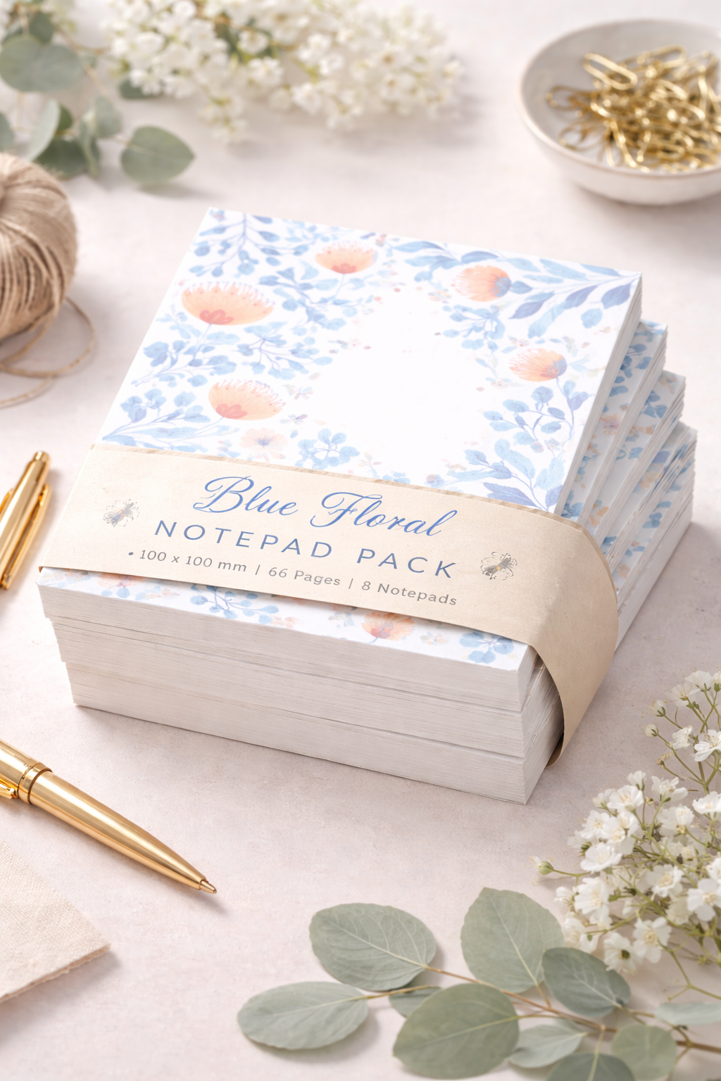Blue floral notepad pack