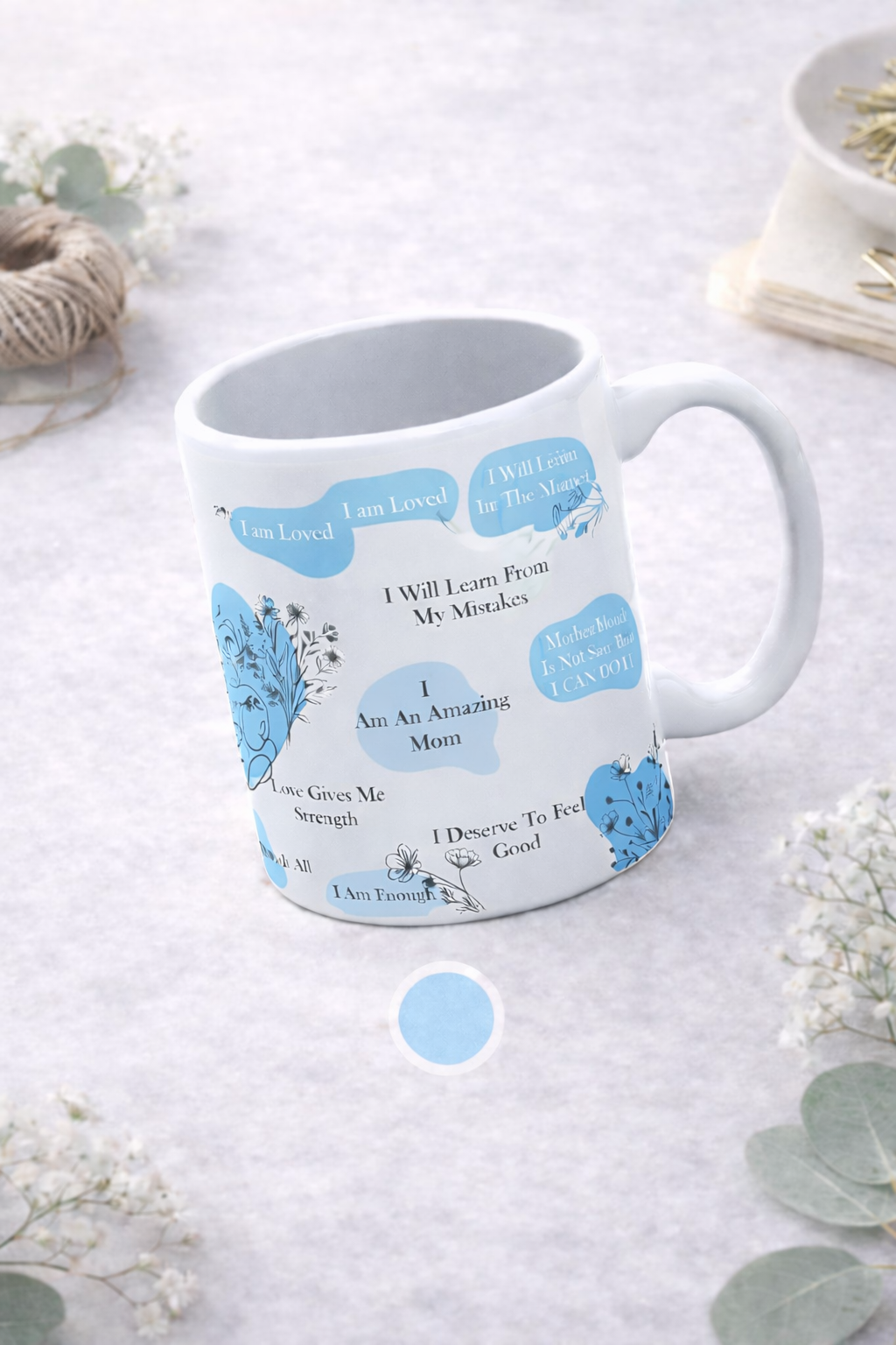 "Mother's affirmation mug with motivational quote for moms"