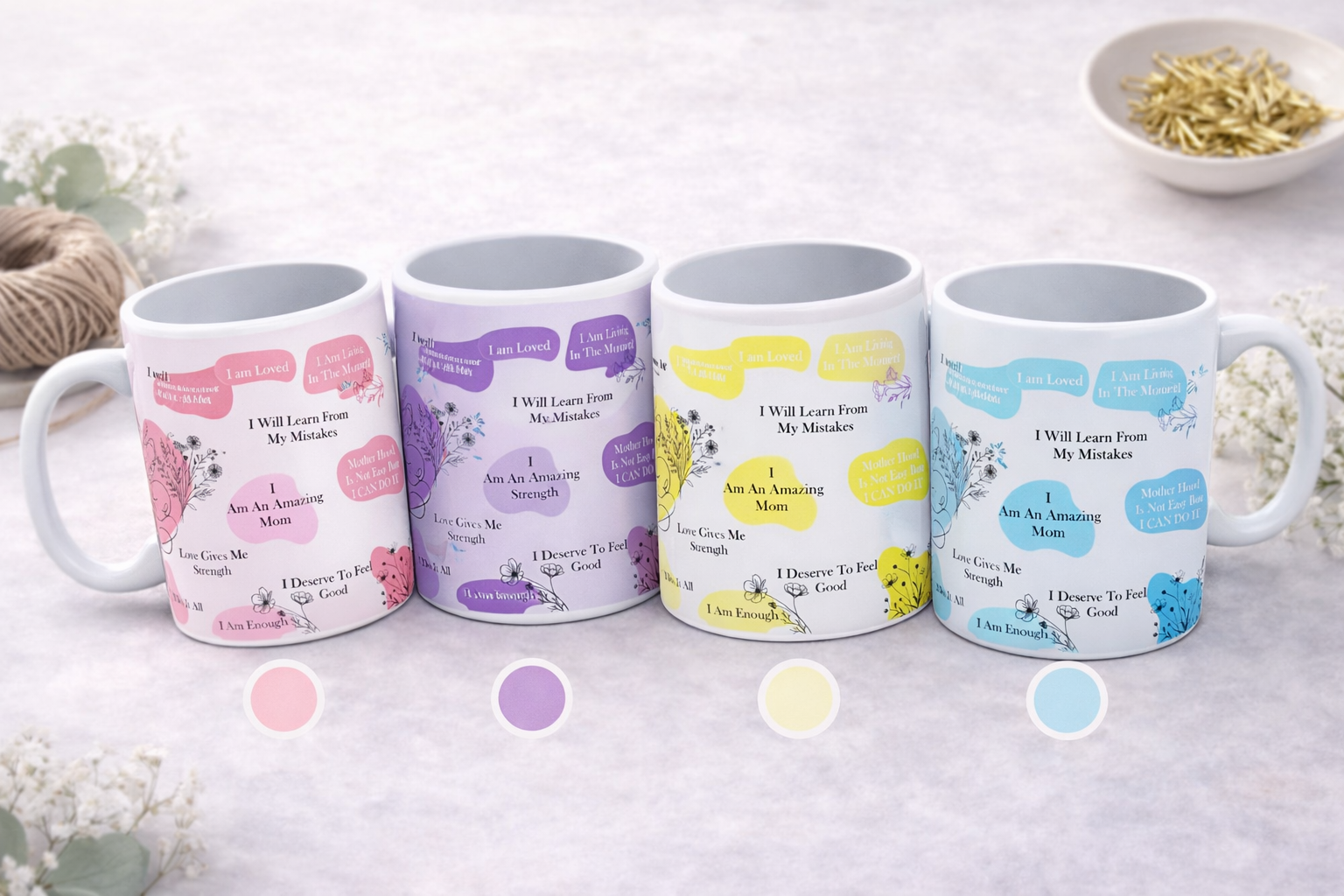 "Mother's affirmation mug with motivational quote for moms"