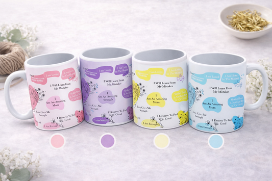"Mother's affirmation mug with motivational quote for moms"