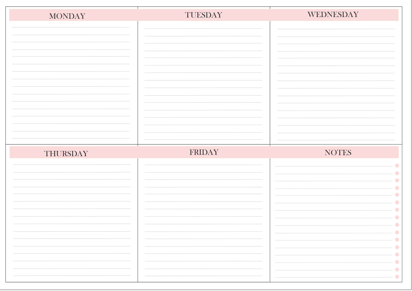 "Office week organizer deskpad with Monday to Friday layout"