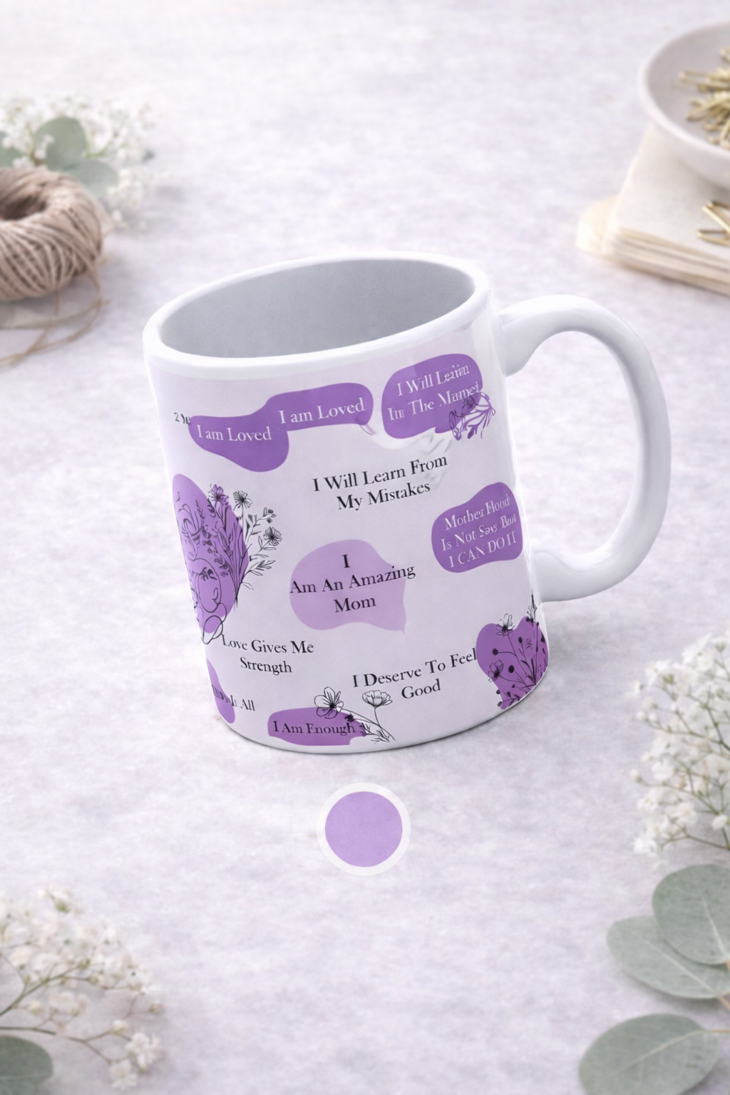 "Mother's affirmation mug with motivational quote for moms"