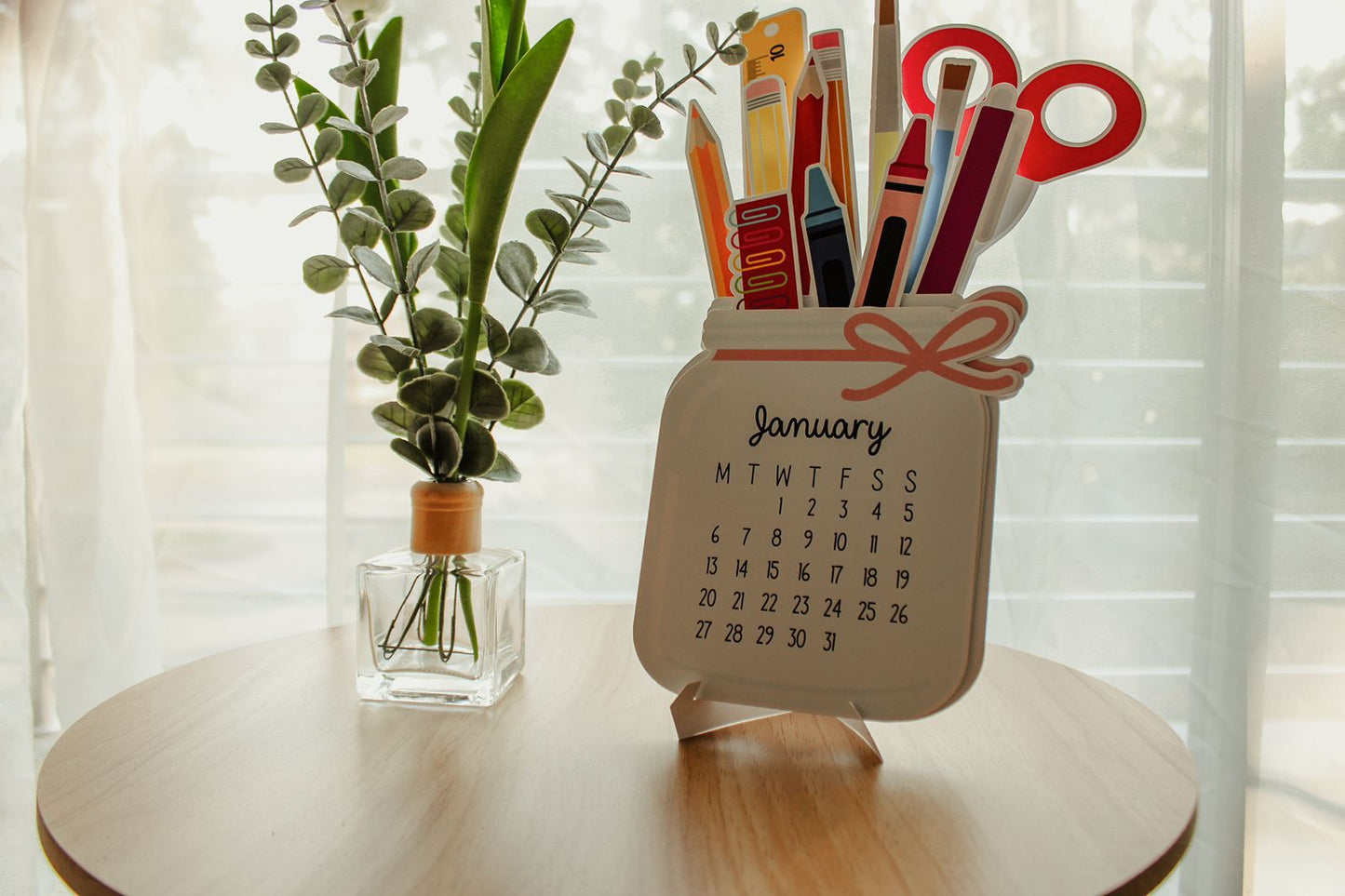 Compact monthly desk calendar perfect for small spaces"